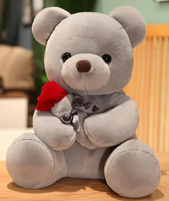 Hugging Roses Plush Pillow Teddy Bear