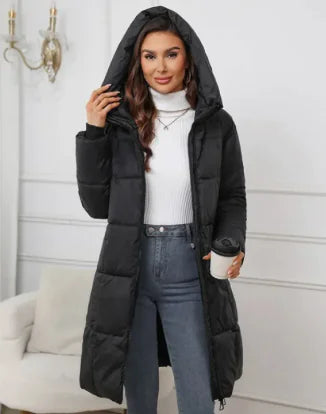 Women's Hooded Mid-length Thickened Coat