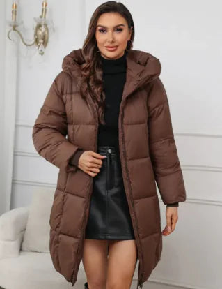 Women's Hooded Mid-length Thickened Coat