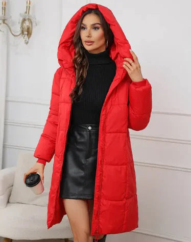 Women's Hooded Mid-length Thickened Coat