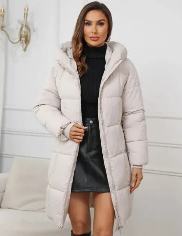 Women's Hooded Mid-length Thickened Coat