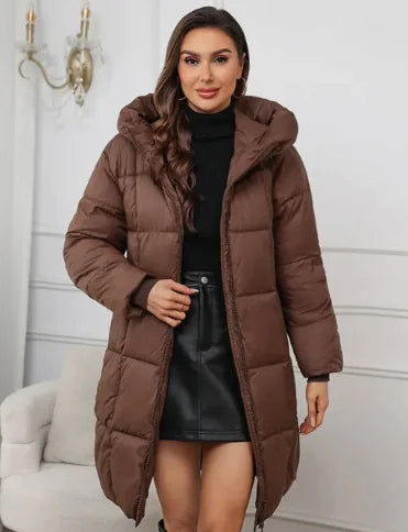 Women's Hooded Mid-length Thickened Coat