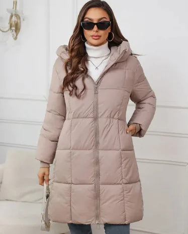 Women's Hooded Mid-length Thickened Coat